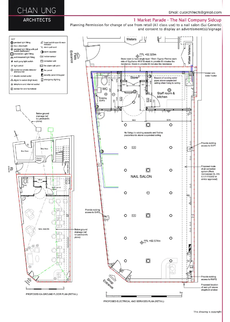 Proposed floor plan for the change of use from a retail unit to a nail salon