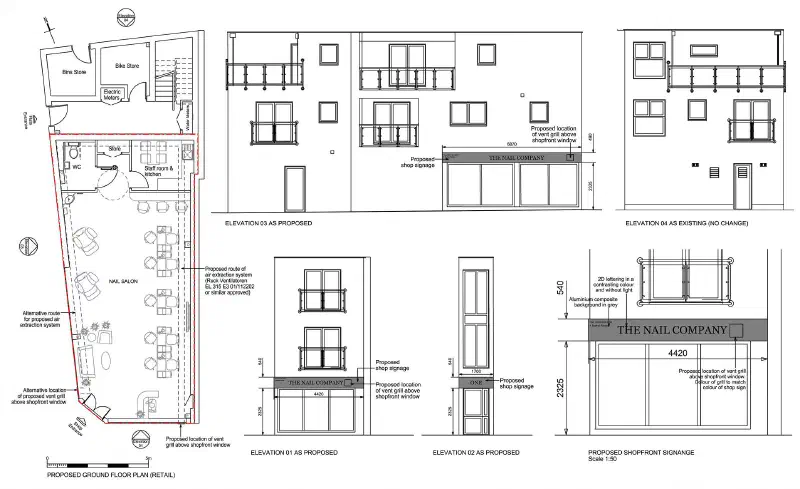 Drawing for the shop signage and advertisement consent application